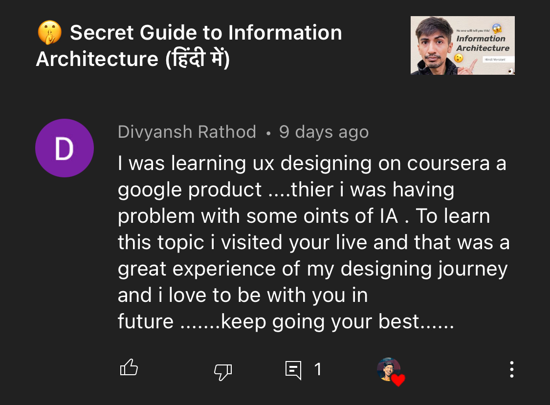 YouTube Comment Testimonial 1